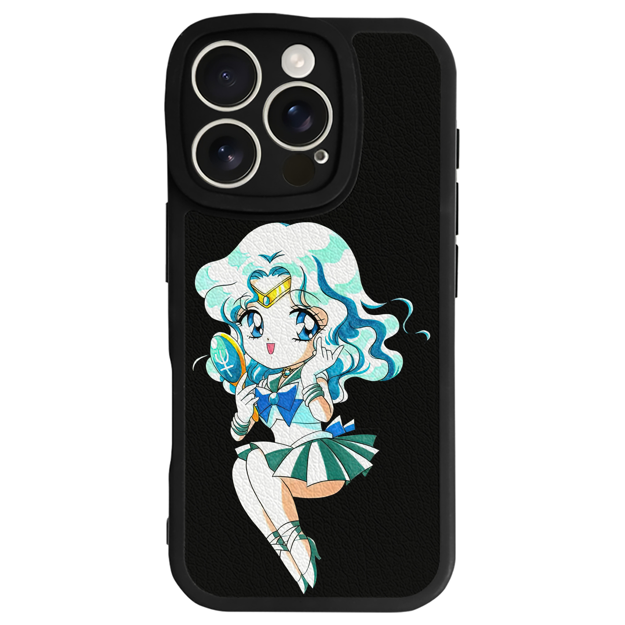 （画像用） 美少女戦士セーラームーン 海王 みちる（かいおう みちる） Sailor Moon Kaiou Michiru 【iPhone 16シリーズ対応】シリコンスマホケース（レザー調） 材質：シリコン